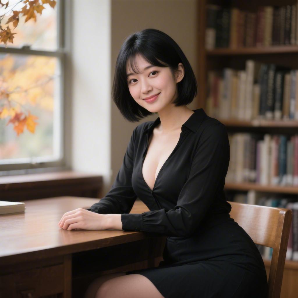 秋の図書館で知り合った巨乳の司書さんに閲覧席で手コキされた話