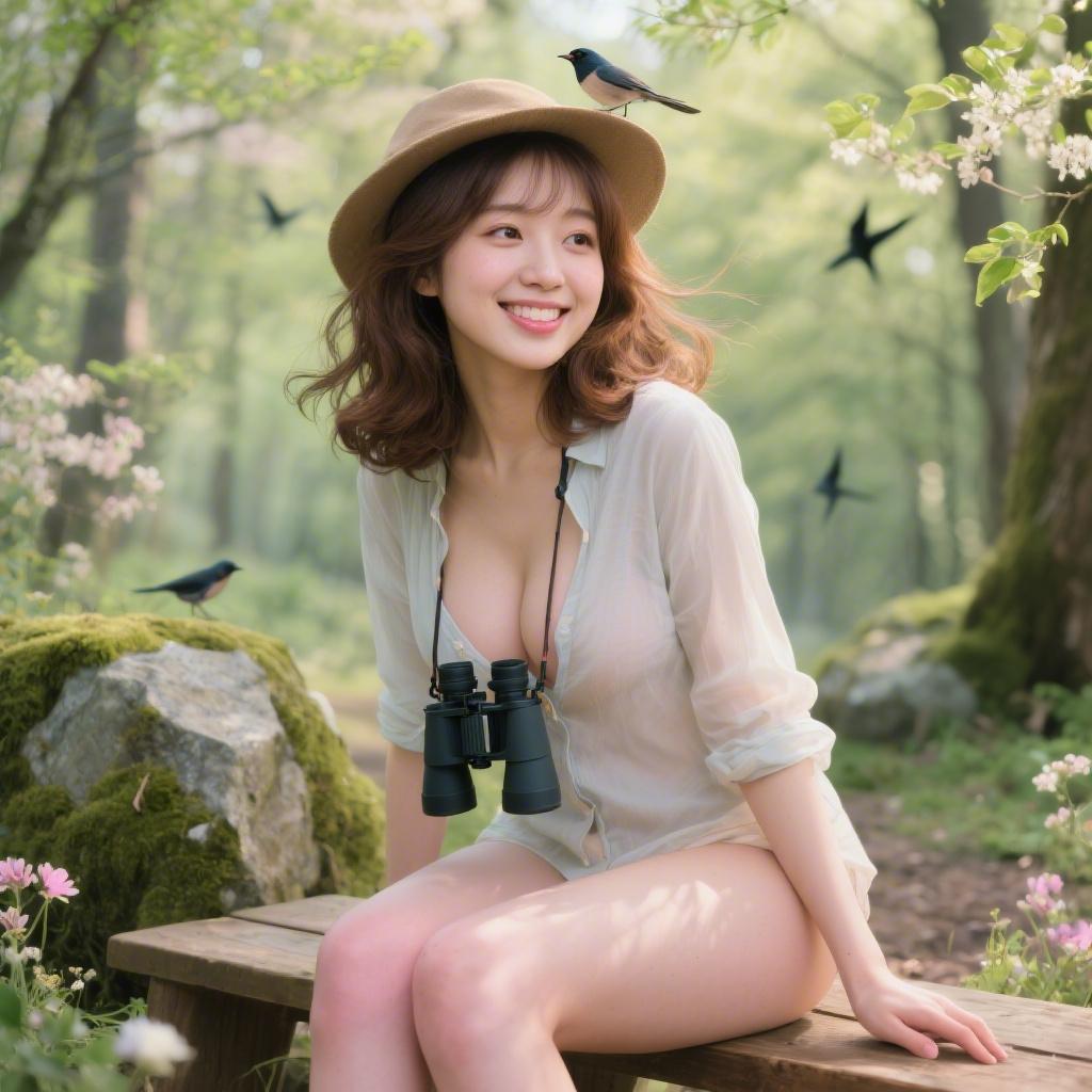 春のバードウォッチングで出会った巨乳の観察者に森のベンチでフェラされた話