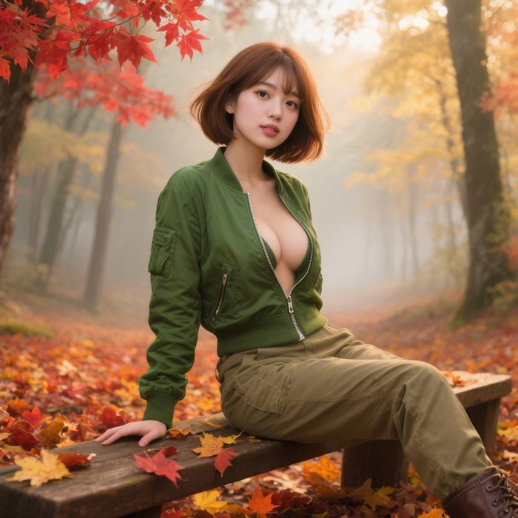 秋の落ち葉散策で出会った巨乳の散策ガイドに森道でパイズリされた話