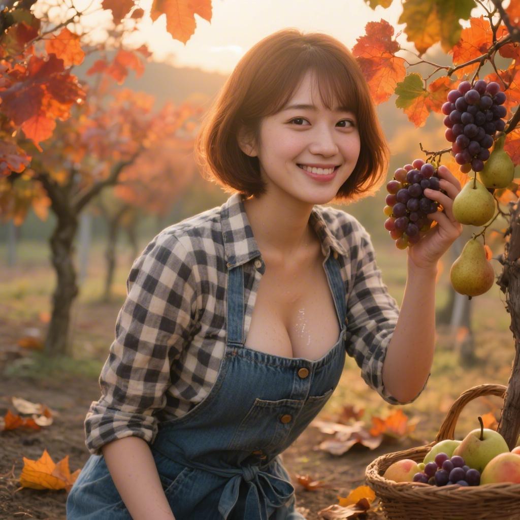 秋の果物直売所の収穫体験で出会った巨乳の果樹農家に果実汁乳塗り味見された話
