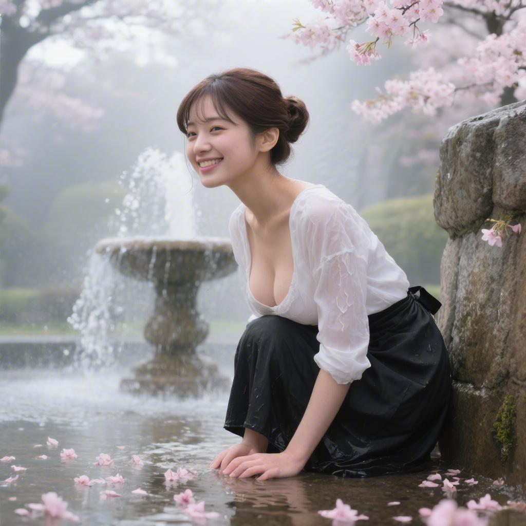春の公園の噴水で出会った巨乳の彫刻家に噴水裏で乳首舐めされた話