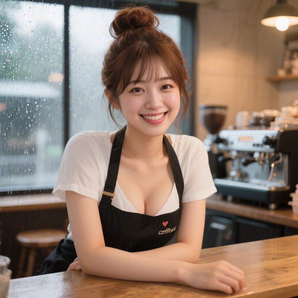 カフェのカウンターで出会った巨乳のバリスタにバックヤードで授乳手コキされた話