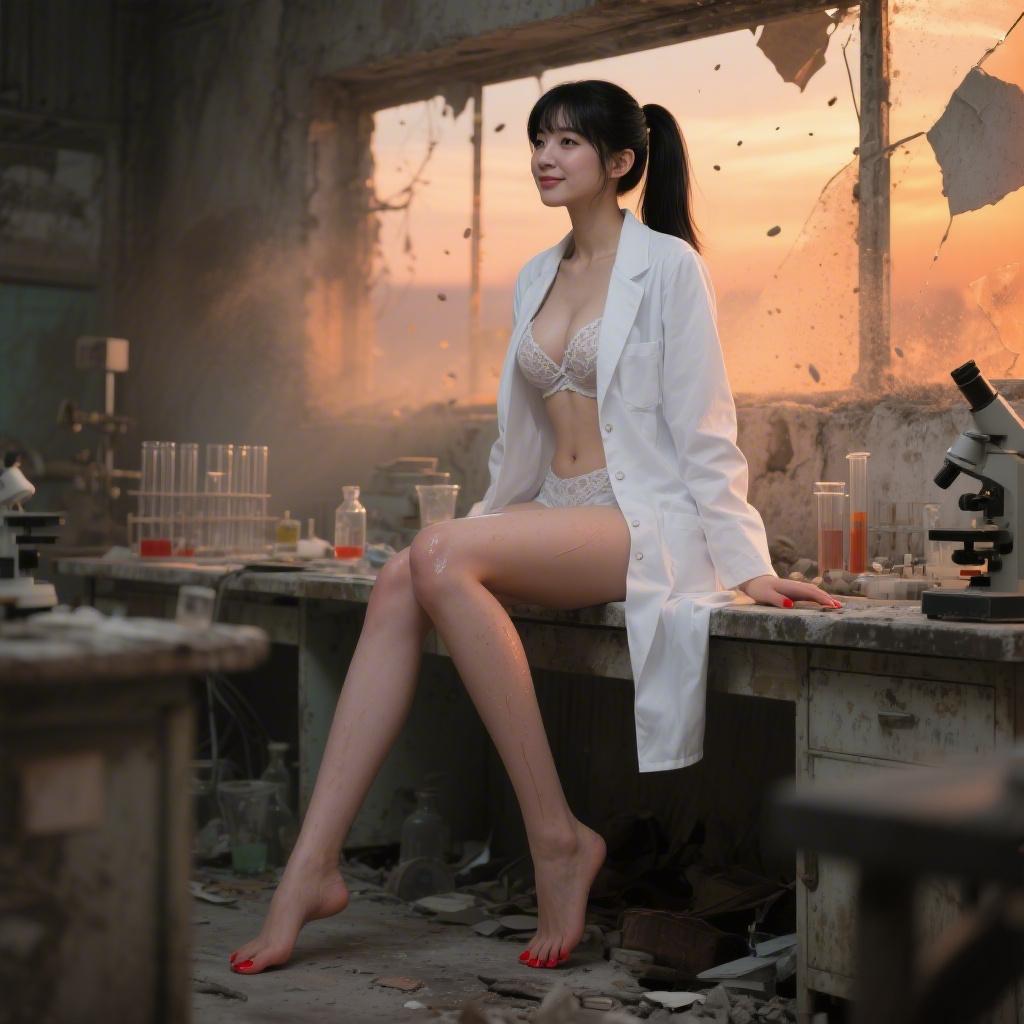 廃墟のラボで巨乳科学者に足コキでイカされた話
