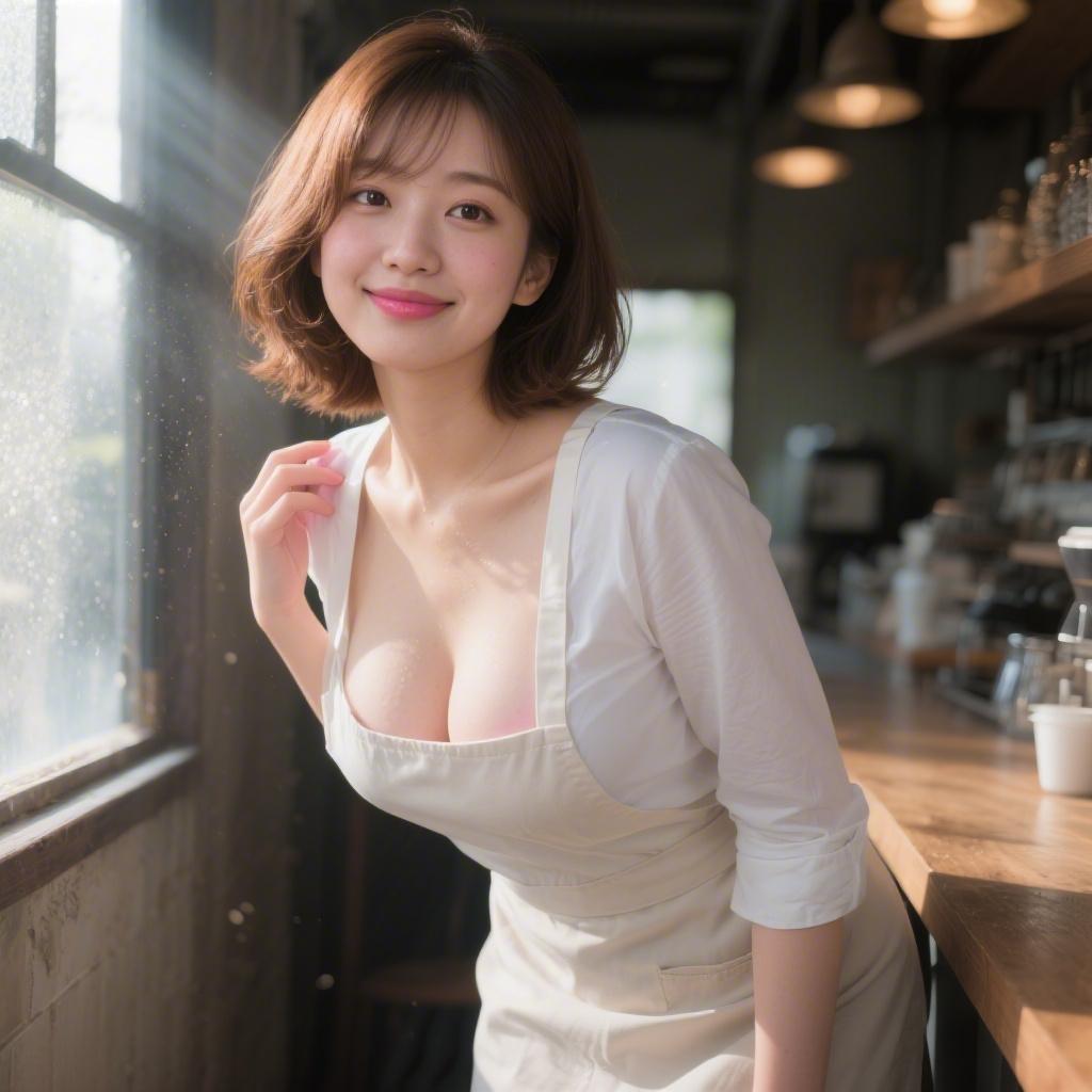 昼間のカフェで巨乳の店主に感情的なグループプレイを誘われた話