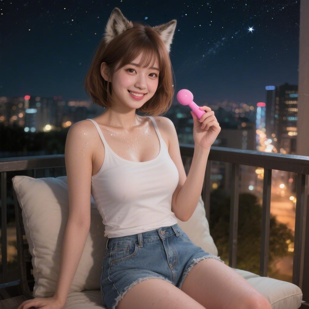 夏の夜に自宅のバルコニーで妹の友達の巨乳を玩具で弄ばれた話
