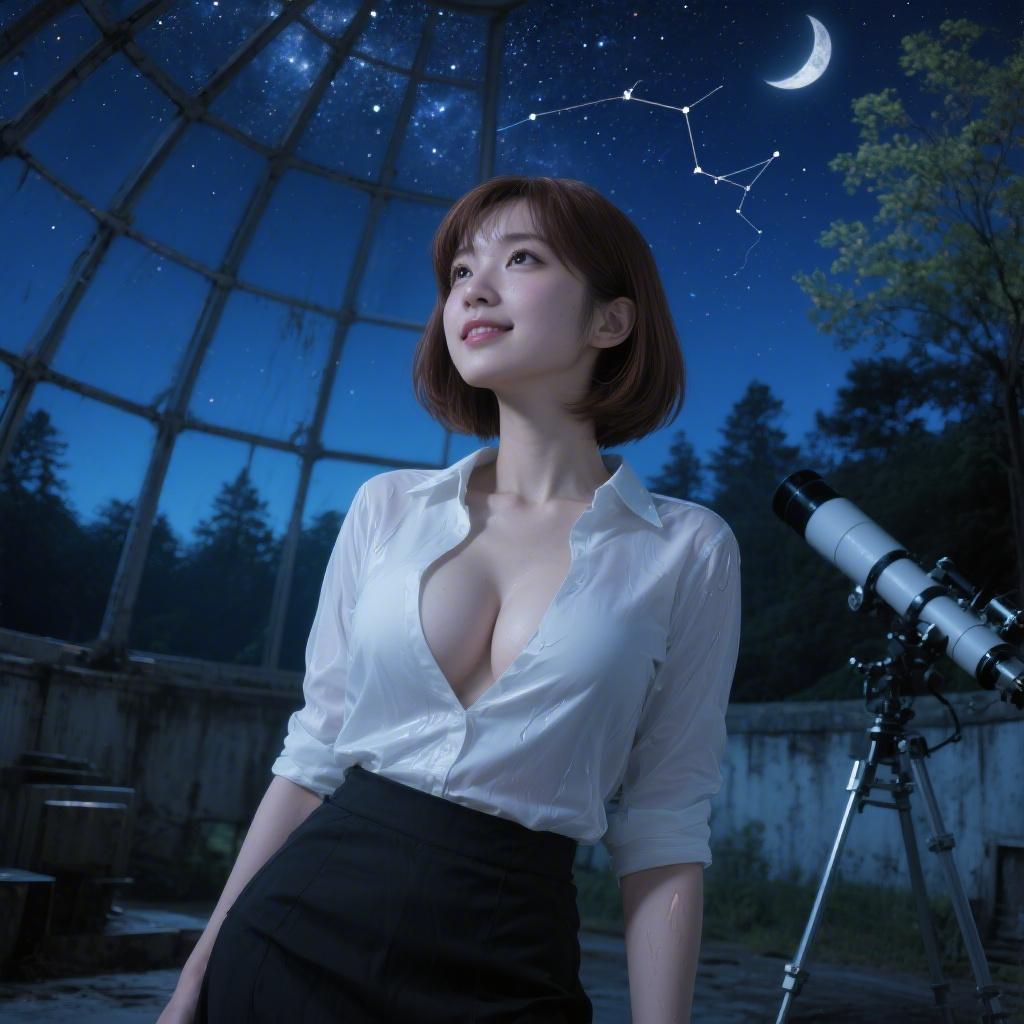 廃墟の天文台で巨乳天文学者に星見ながらおっぱい舐めた話