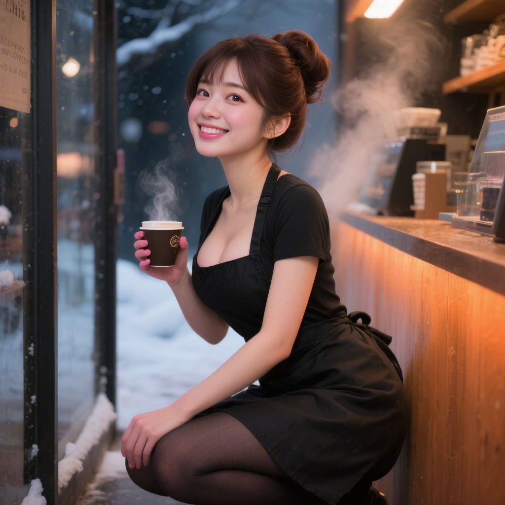 巨乳のバリスタにコーヒーまみれのフェラされた話