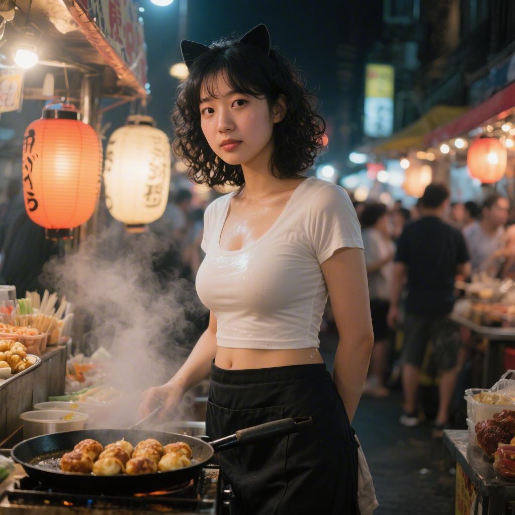 夏の夜市で巨乳の屋台ヘルプに囲まれて複数触れ合い悶絶した話