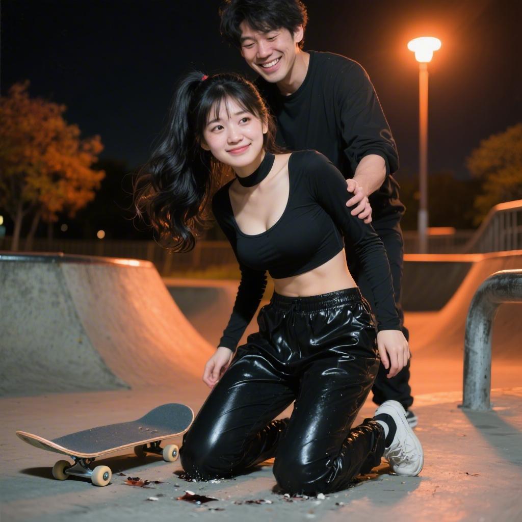 スケートパークで転んだ美女を助けて胸に顔埋めてドキドキした話