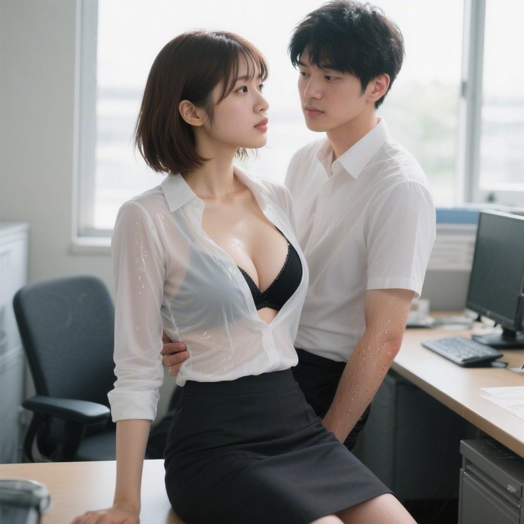 巨乳の先輩にオフィスで密着されて胸を押しつけられた話