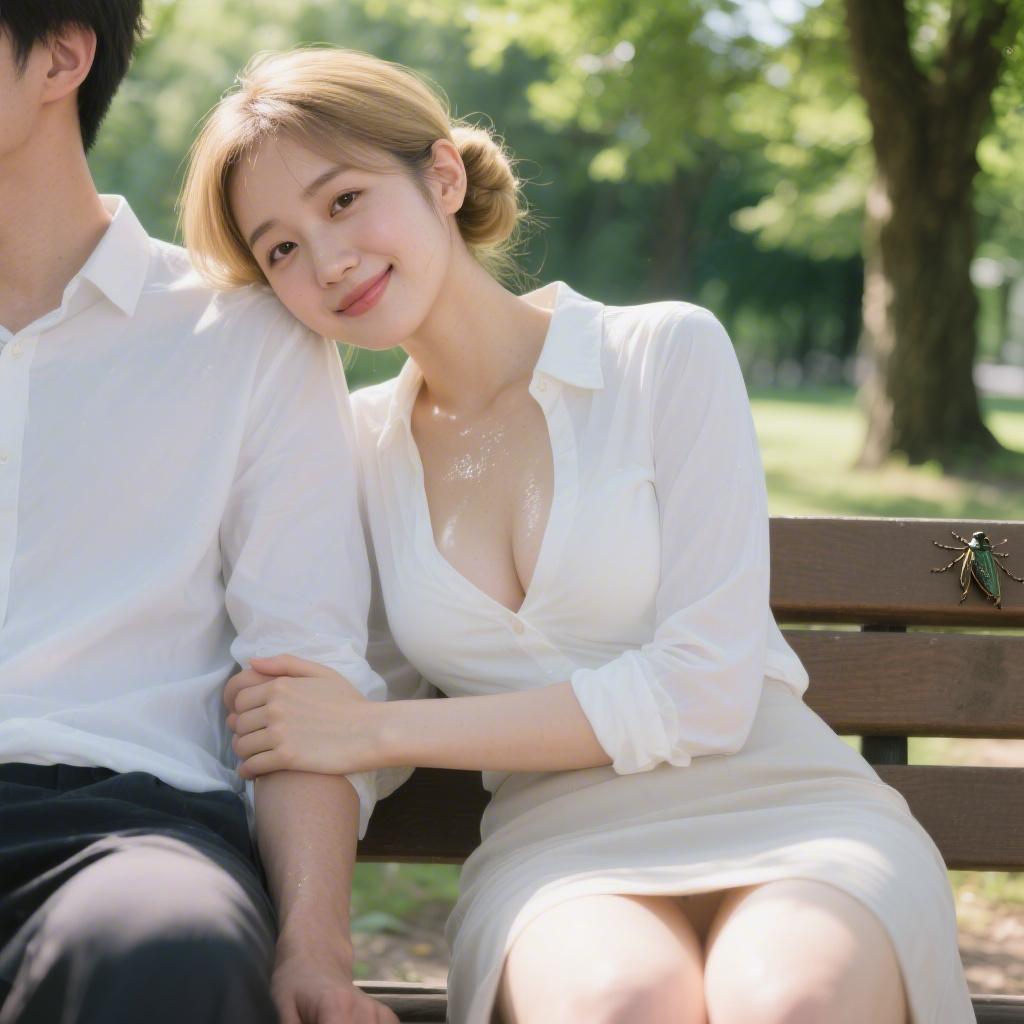 巨乳の職場の後輩にランチタイムの公園で密着ハグされて胸を堪能した話