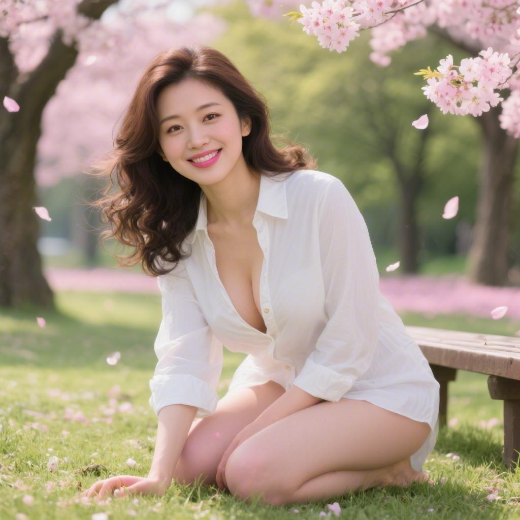春の公園ベンチで巨乳アーティストにフェラされて昇天した話