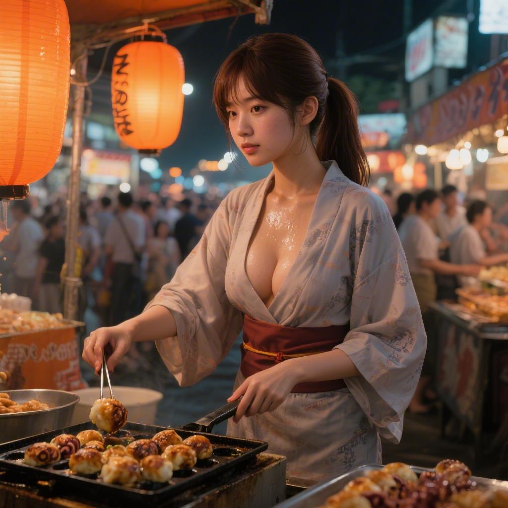 夏の夜市で巨乳屋台娘にパイズリで包まれた話