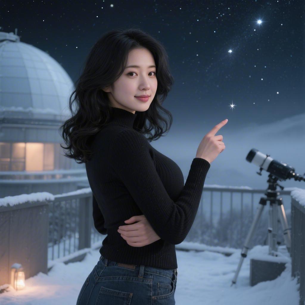 冬の夜の天文台で星見美女に胸で温められた話