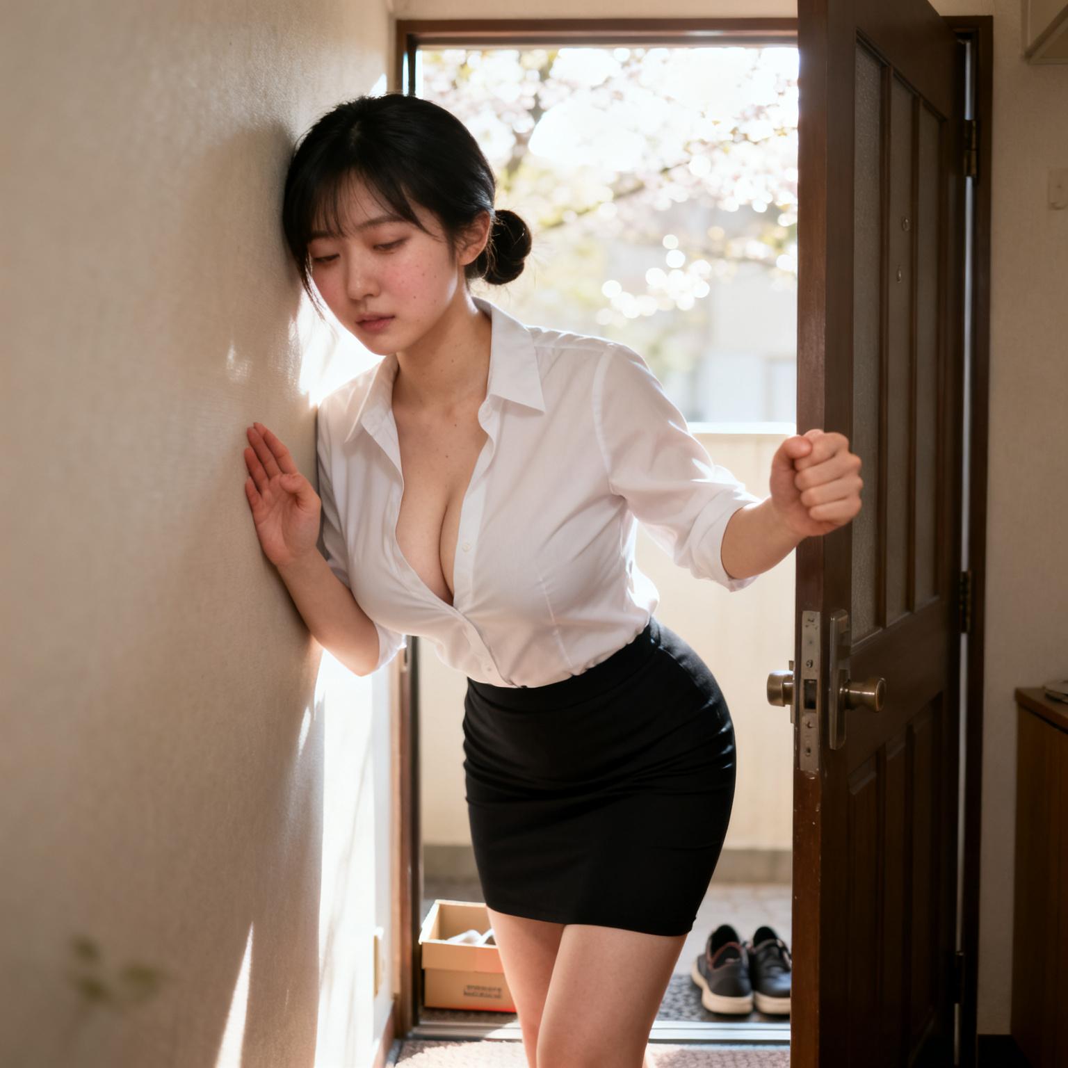 引越し先の隣室に住む人妻の巨乳に押しつけられて根元までシゴかれた話