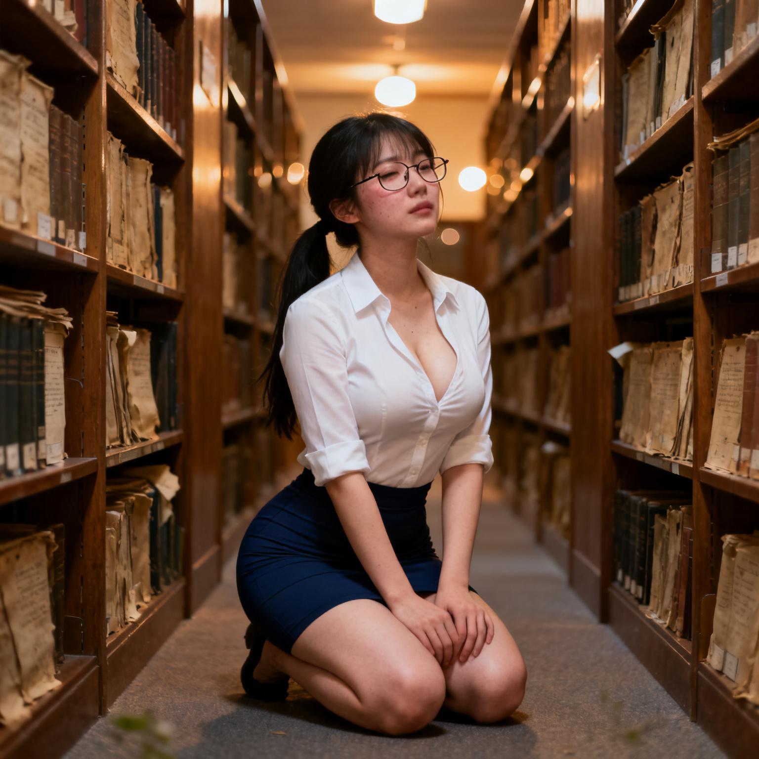 図書館司書の巨乳妻に書庫奥でフェラチオされた話