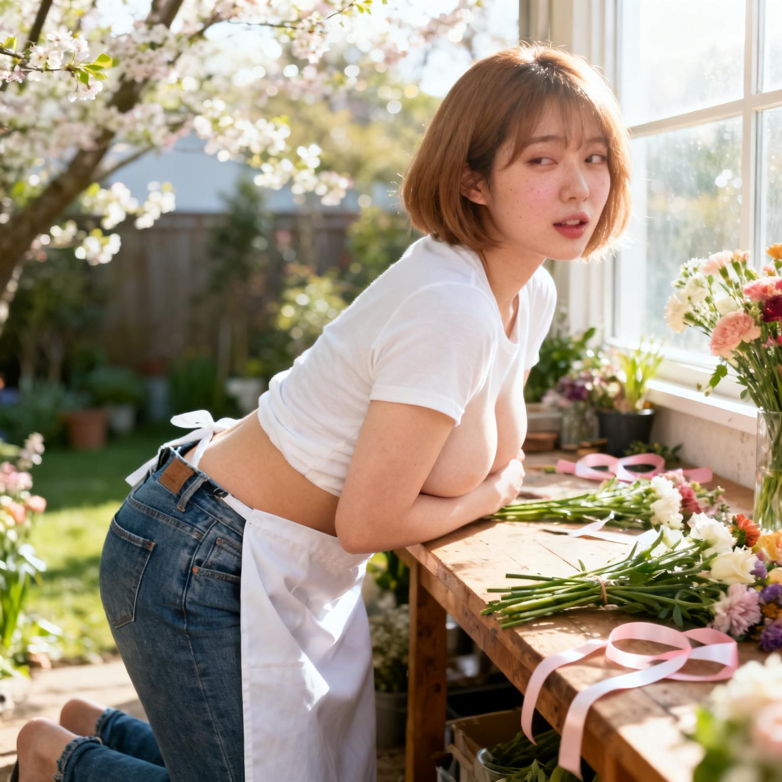巨乳の花屋店主にバックヤードの作業台でパイズリされた話