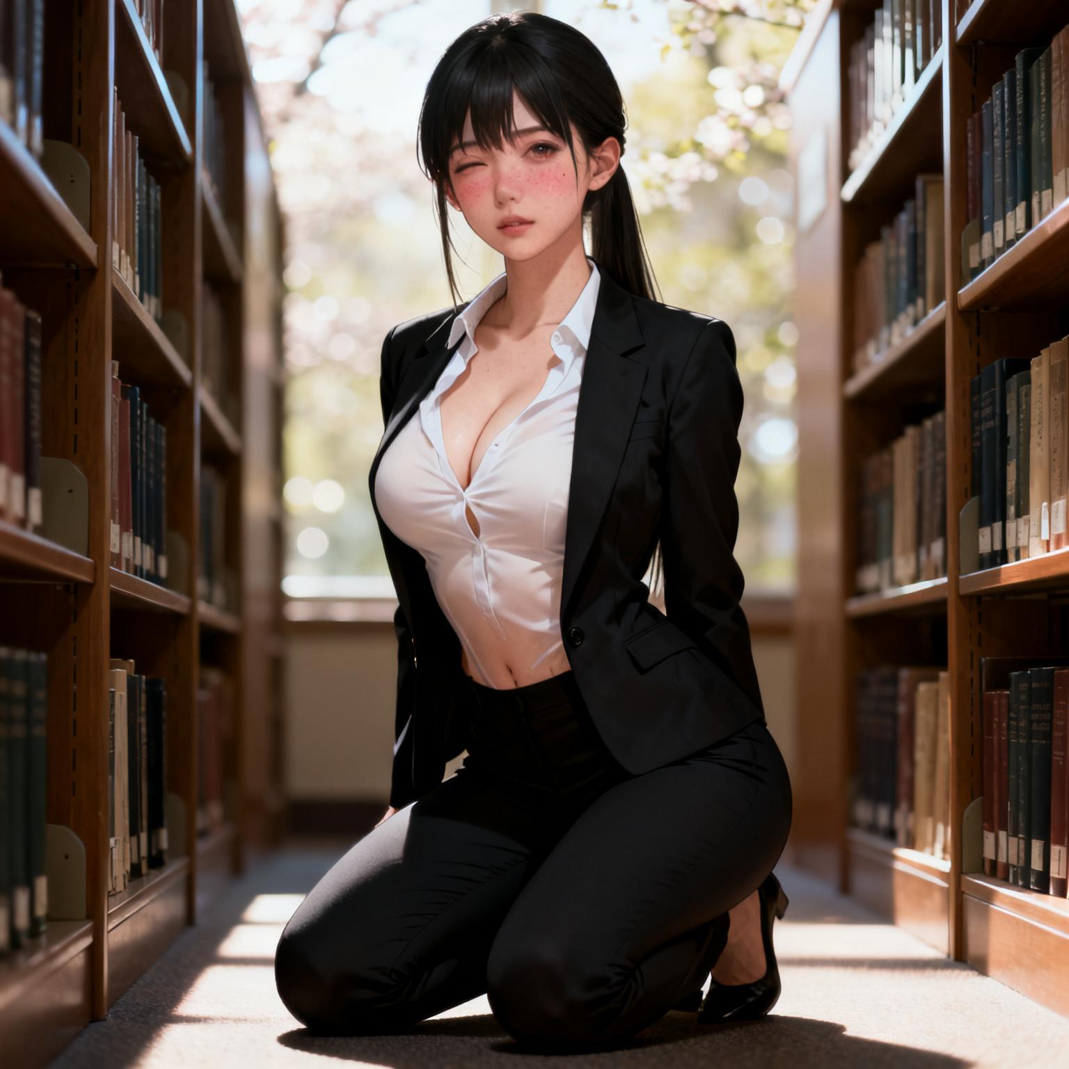 巨乳の司書に書庫の奥でしゃぶられた話