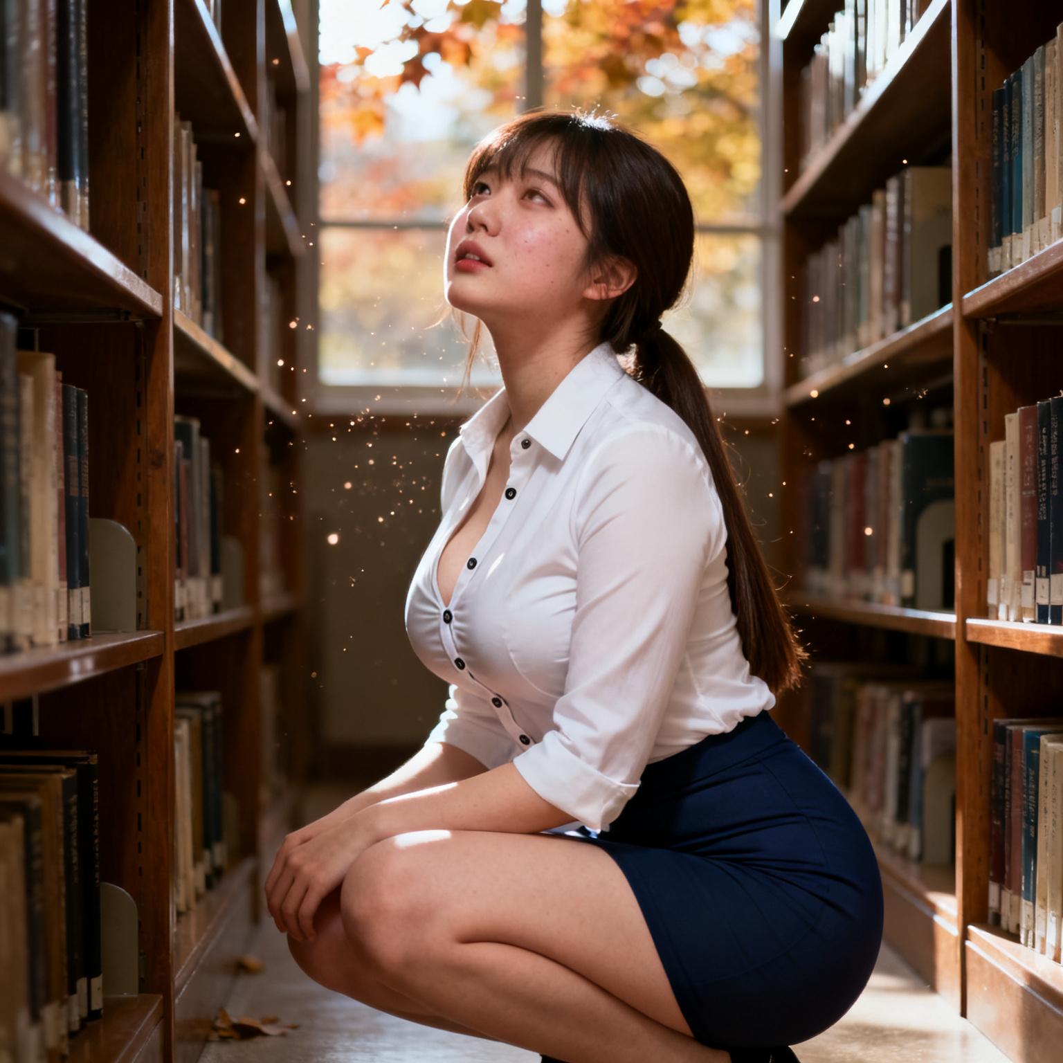巨乳司書に本棚の奥でフェラチオされた話