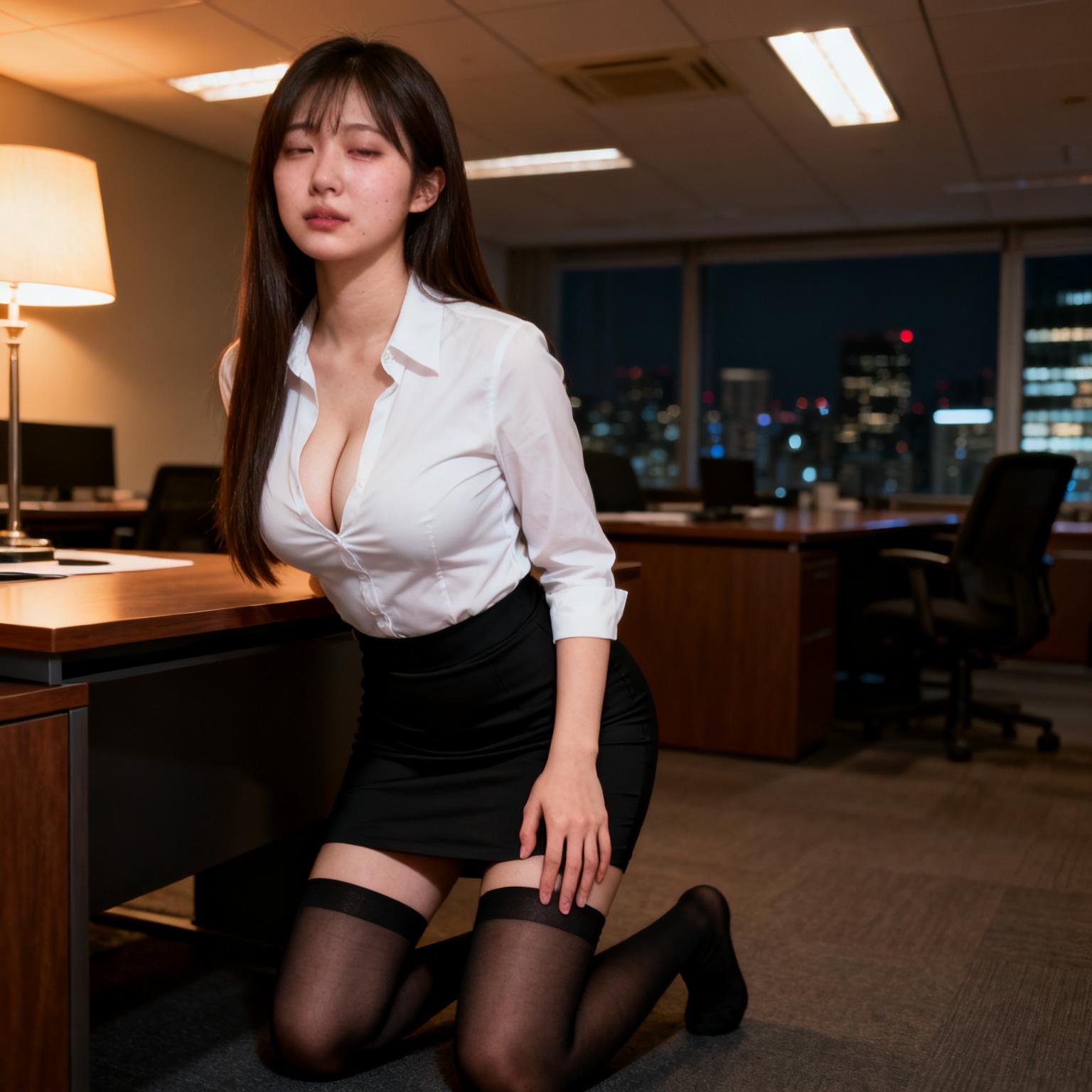 【職場・巨乳】デスクの陰で同僚の巨乳を揉みしだした話