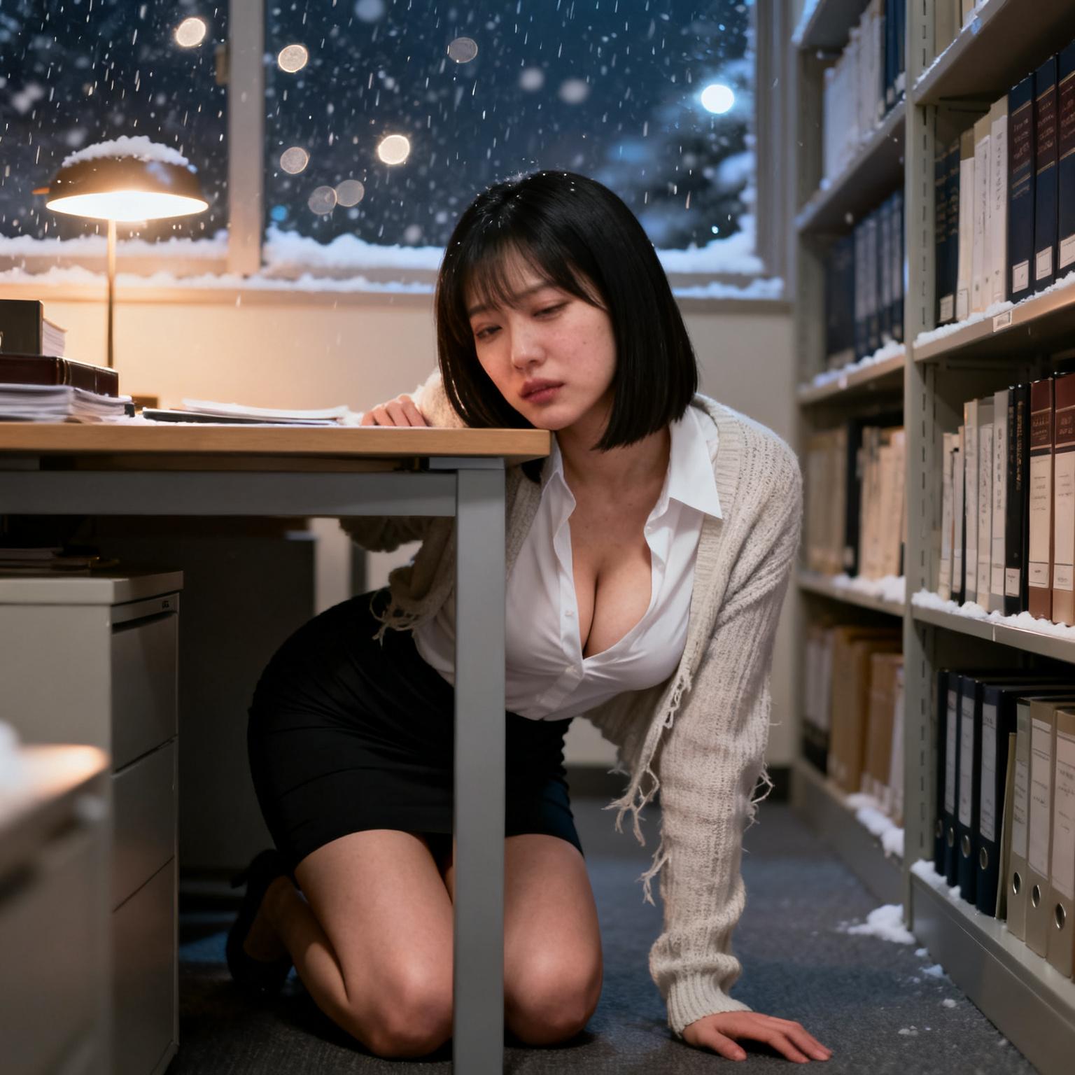 【職場・女子大生】深夜の法律事務所で巨乳のアルバイトに机の下からフェラチオされた話