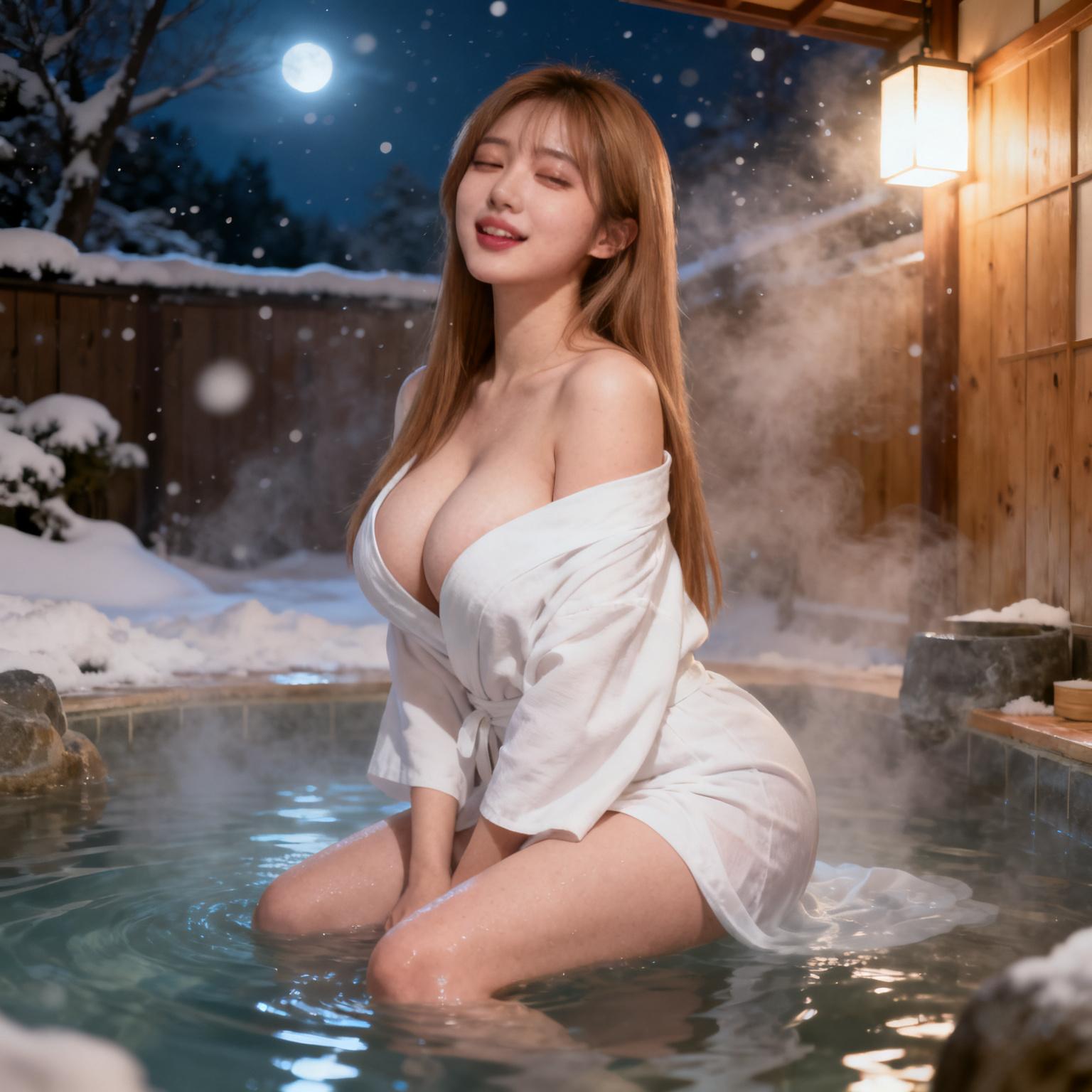 【温泉・巨乳】冬の深夜に貸切風呂で巨乳の女医に騎乗位された話